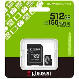 Карта пам'яті Kingston 512GB microSDXC class 10 UHS-I U3 V30 A1 Canvas Select Plus (SDCS3/512GB) - мініатюра 2