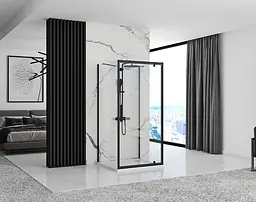 Душова кабіна Rea Rapid Swing 80x80 black REA-KPL-009949, Чорний матовий, Універсальна, прозрачний, Чорний матовий - мініатюра 2