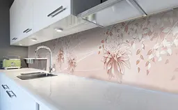 Вініловий кухонний фартух Рожеві Жоржини наклейка для кухні ПВХ абстракція Квіти Happy Pocket Z181761