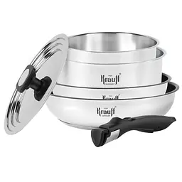 Набір з каструль та сотейників Krauff Genius Chef зі знімною ручкою + кулінарна ложка, щипці та лопатка