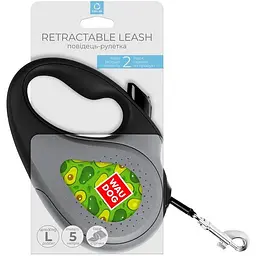 Повідець-рулетка для собак Waudog R-leash, малюнок "Авокадо", L, до 50 кг, 5 м, світловідбиваюча стрічка - мініатюра 4