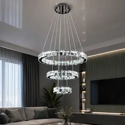 Світлодіодна люстра Splendid Ray L50604J/500+350+200/3 LED з кришталем, хром, 100 Вт, з пультом і димером