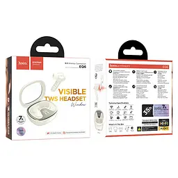Бездротові TWS навушники EQ6 Shadow Milky White Hoco teh0030085 - мініатюра 2