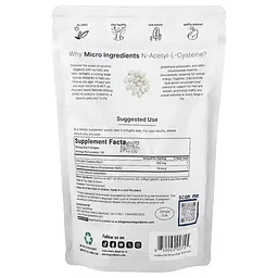 NAC (N-ацетил-L-цистеїн) NAC With NAD+ 300 рідких капсул Micro Ingredients vit0006616 - мініатюра 2