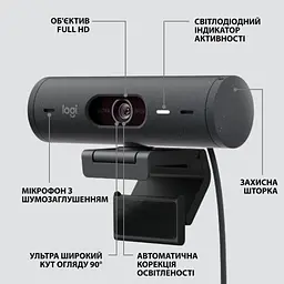 Веб-камера Logitech Brio 500 Graphite (960-001422) - мініатюра 7
