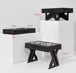 Миска для собак ELS PET 2 х 1,3 л двойная на подставке с регулируемой высотой, Черный - миниатюра 2