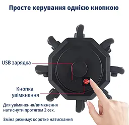 Масажер для голови акумуляторний 3D No Brand 8 головок 3 режими Чорний (MSGHDR-0039) - мініатюра 4
