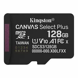 Карта пам'яті Kingston 128GB microSDXC class 10 UHS-I V10 A1 Canvas Select Plus (SDCS3/128GBSP) - мініатюра 1