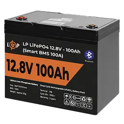 Акумулятор LP LiFePO4 12V (12,8V) - 100 Ah (1280Wh) (Smart BMS 100А) з BT пластик - мініатюра 3