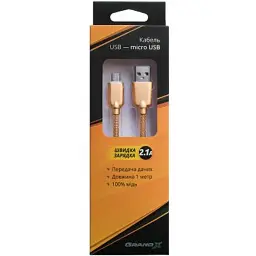 Дата кабель USB 2.0 AM to Micro 5P 1.0m 1.5A, Gold Grand-X (MM02G) - мініатюра 5