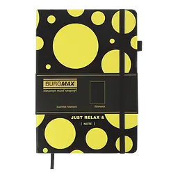 Блокнот діловий Buromax Relax А5 96 арк. без лініювання (чорний папір) обкладинка штучна шкіра лимонний (BM.295401-58) - мініатюра 2