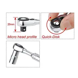 Тріскачка міні 1/4" 60 зубців, швидкий диск Toptul hoz0006992 - мініатюра 2