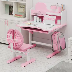 Комплект меблів Mealux Wave Pink: стіл + стільчик + полиця (BD-31 PN)  - мініатюра 4