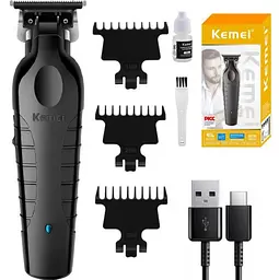 Машинка для стрижки Kemei KM-2299 USB 3 насадки Чорний (2390000001) - мініатюра 2
