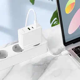 Мережевий зарядний пристрій Borofone BN11 Imperial PD 100W (2Type-C/1USB) Білий - мініатюра 6