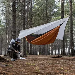 Гамак одномісний з москітною сіткою та тентом Naturehike NH20ZP092 Shelter camping 75D (Помаранчевий) - мініатюра 2