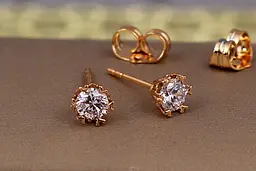 Сережки гвоздики Xuping Jewelry фіаніт 5 мм кріплення галочки золотисті - мініатюра 2