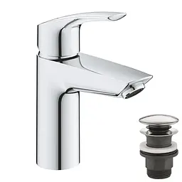 Змішувач для умивальника S-Size + натискний донний клапан Grohe Eurosmart New 23922003 Хром