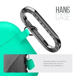 Силіконовий чохол для навушників Apple AirPods Pro 2 2022, Hang Case, бірюзовий, ультратонкий захисний кейс товщиною 2 мм, захист від подряпин, пилу та ударів, компактний, з карабіном для кріплення, ArmorStandart (ARM68589) - мініатюра 4