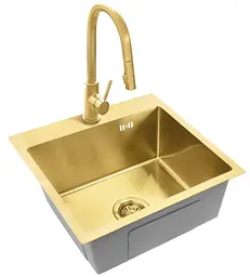 Кухонна мийка Rea Leo 50 500x450 мм brushed gold ZLE-06004 - мініатюра 3