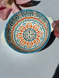 Тарілка блакитна 350 мл глибока з 2 руч. 16x5 см "Тригір'я"
