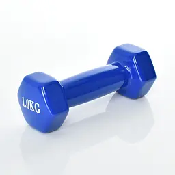 Гантель для фітнесу, 1 кг, вінілове покриття, синя, 14x6 см, M0289-BL - мініатюра 2