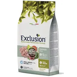Сухий корм для собак похилого віку дрібних порід у Exclusion Noble Grain Mature Chicken Small Breed, з м’ясом курки, 500 г