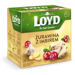 Чай фруктовий Loyd Oyd Cranberry&Ginger журавлина імбир 40 г (20 шт. х 2 г) (3103566) - мініатюра 2