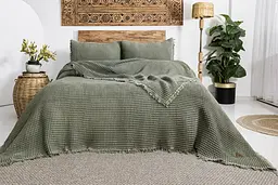 Вафельне покривало Norah Khaki 240x260см +2 наволочки 50x70см Saheser pbe0052236 - мініатюра 1