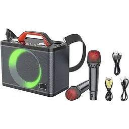 Портативна колонка XPRO BS57 валіза 30Вт USB SD FM радіо Bluetooth 2 мікрофони ДК (41912-BS57_2774) - мініатюра 4