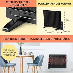 Масляний радіатор oneConcept Wallander 600W (10033099) Чорний - мініатюра 7