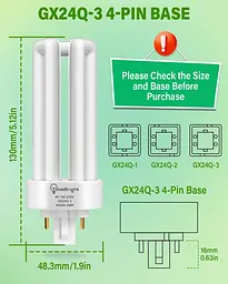 TobeBright 26W Gx24Q-3 4-контактна компактна люмінесцентна лампа, нейтральний білий 4000K 4-контактна CFL-лампа Енергооощадна 8 - мініатюра 5