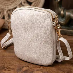 Компактна сумка цікавого формату з м'якої натуральної шкіри Vintage 22339 біла - мініатюра 4