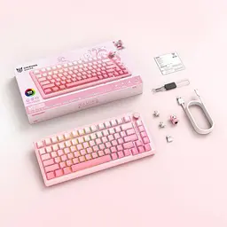 Клавіатура Onikuma ігрова бездротова з підсвіткою RGB Bluetooth до 500 годин роботи Геймерська рожевий - мініатюра 8