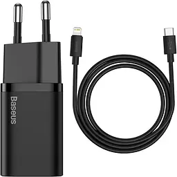Мережевий зарядний пристрій Baseus Super Si 1C 20W EU Set with Type-C to iP 1m black (TZCCSUP-B01)