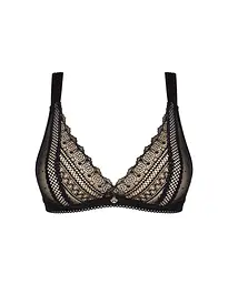 Мереживний бюстгальтер із трикутною чашкою Obsessive Estiqua bra M/L, чорний, широкі лямки - мініатюра 3
