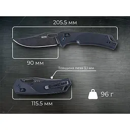Ніж складаний туристичний SRM Retriever 9201-GB (9 см) D2 / G10 чорний - мініатюра 8