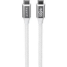 Кабель Havit HV-CB6290 PD100W 5A USB-C to USB-C 1 м білий (HV-CB6290) - мініатюра 2