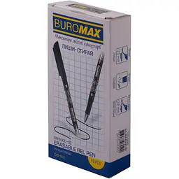 Ручка гелева Buromax Erase Slim Пиши-стирай чорна 0.5 мм упаковка 12 шт. (BM.8300-02) - мініатюра 2