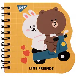 Блокнот Yes Line Friends yellow 10x10 см подвійна cпіраль 30 аркушів крапки (151812)