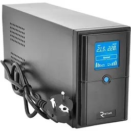 ДБЖ Ritar E-RTM500 (300W) ELF-D, LCD, AVR, 2st, 2xSCHUKO socket, 1x12V7Ah, metal Case. Q4 (370x130x210) 4.8 кг (310x85x140)