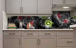 Вініловий кухонний фартух Ківі Бризки наклейка для кухні ПВХ полуниця Ягоди вода Чорний Happy Pocket Z181846 - мініатюра 3