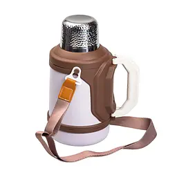 Термос для туризму Vacuum Cup 1,5 л з фліп кришкою та складаними ручками, коричневий Yiwu HP-14-21V - мініатюра 15