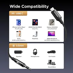 Аудіокабель UGREEN USB-C на AUX 3.5 мм 1 м Hi-Fi для автомобіля - мініатюра 2
