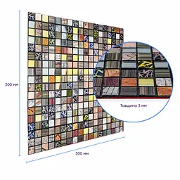 Самоклеюча алюмінієва плитка Sticker Wall 300х300х3мм Кольоровий квадратик SW-00001925 - мініатюра 3