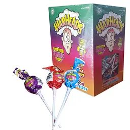 Упаковка льодяників на паличці Warheads A Super Sour Gum Pops, 19г x 100шт - мініатюра 2
