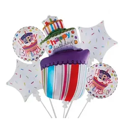 Набір фольгованих кульок "Happy Birthday" 5 шт декоративні для свят