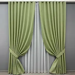 Комплект штор з тюлем VR-Textil Блекаут ASHEN NIGHT, оливковий з білим, 2 штори 150×270 см + тюль 400×270 см, арт. 71-081/3