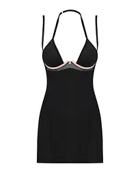 Сорочка Obsessive Selinne chemise & thong XS/S Black, стрінги, подвійні бретелі - мініатюра 3
