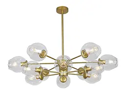 Люстра стельова Levistella 7526035-12 GD+CL, 12 плафонів, золотий і прозорий, сучасний стиль